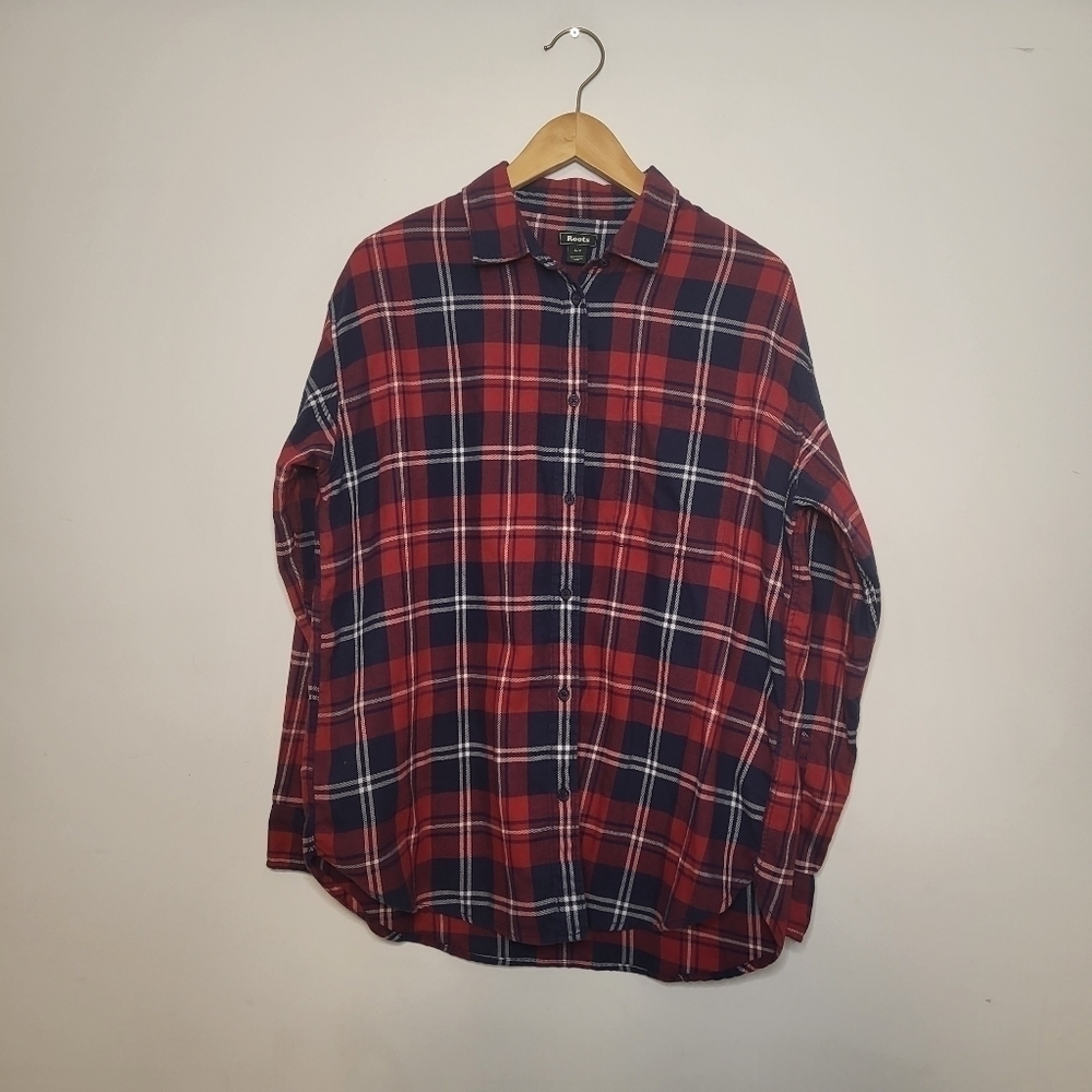 Roots Plaid Button Down Shirt Size S